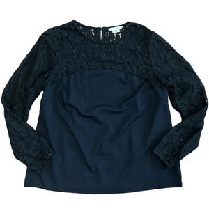 Boden Black Lace Top Long Sleeve Blouse 12
